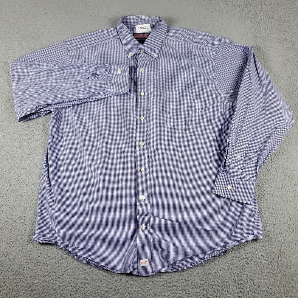 Vineyard Vines Shirt Mens XL Purple Check Casual Button Up Long Sleeve *